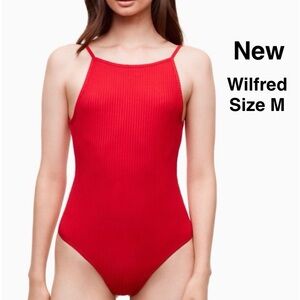 New Aritzia Wilfred Ribbed Annecy Bodysuit Red Size M with tags ⭐️⭐️⭐️⭐️
